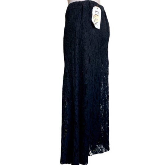 ELAN Black Lace Wide Leg Palazzo Pants Jr Sz Large (27 x 28) #15J - Picture 4 of 8